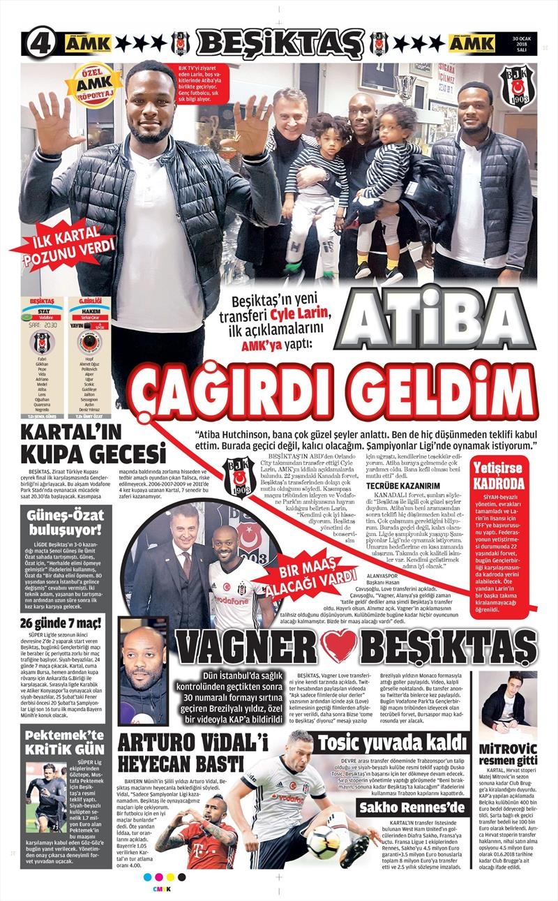 30 Ocak 2018 | Gazetelerin Beşiktaş Manşetleri - Görsel 4