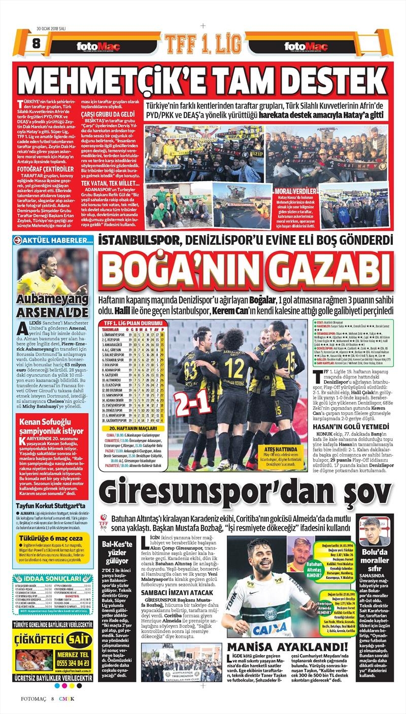 30 Ocak 2018 | Gazetelerin Beşiktaş Manşetleri - Görsel 7