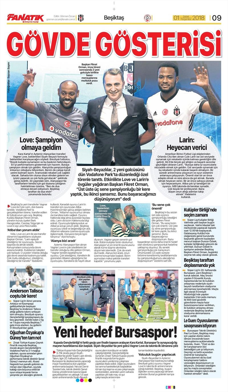 01 Şubat 2018 | Gazetelerin Beşiktaş Manşetleri - Görsel 3