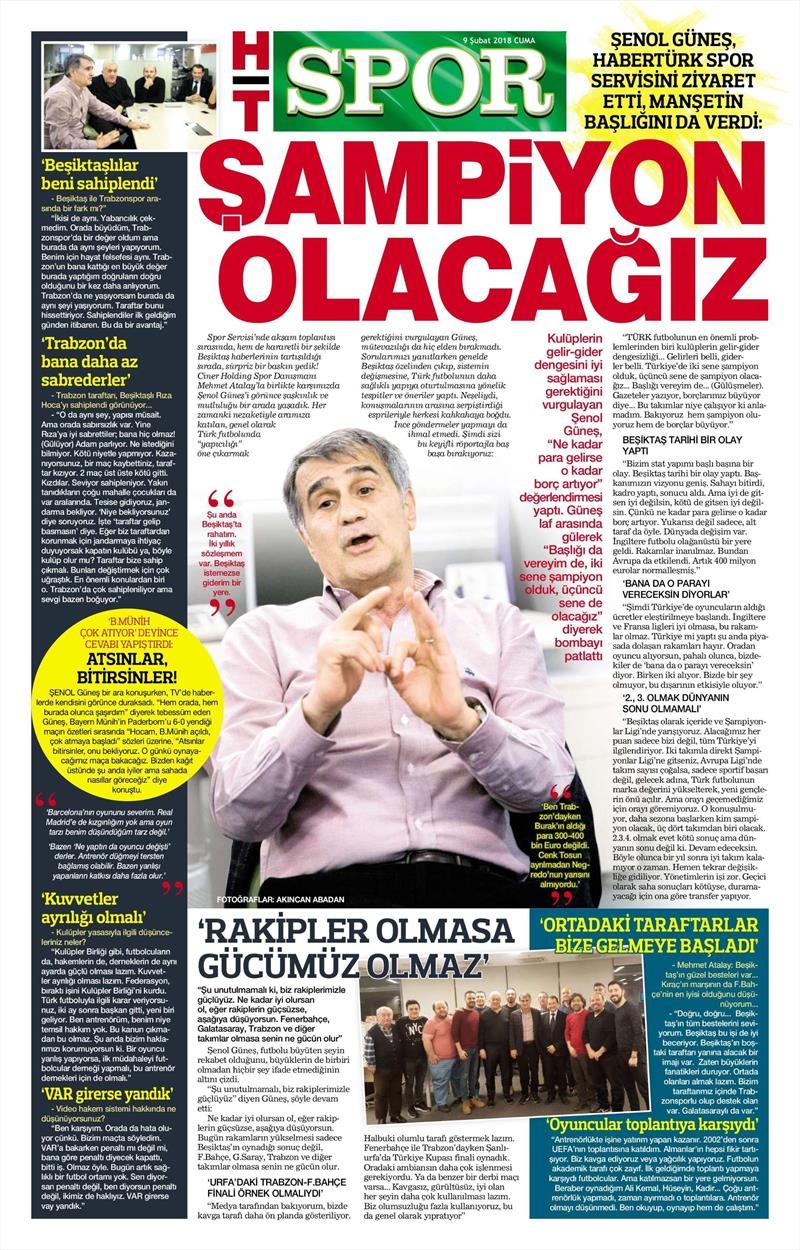 09 Şubat 2018 | Gazetelerin Beşiktaş Manşetleri - Görsel 5