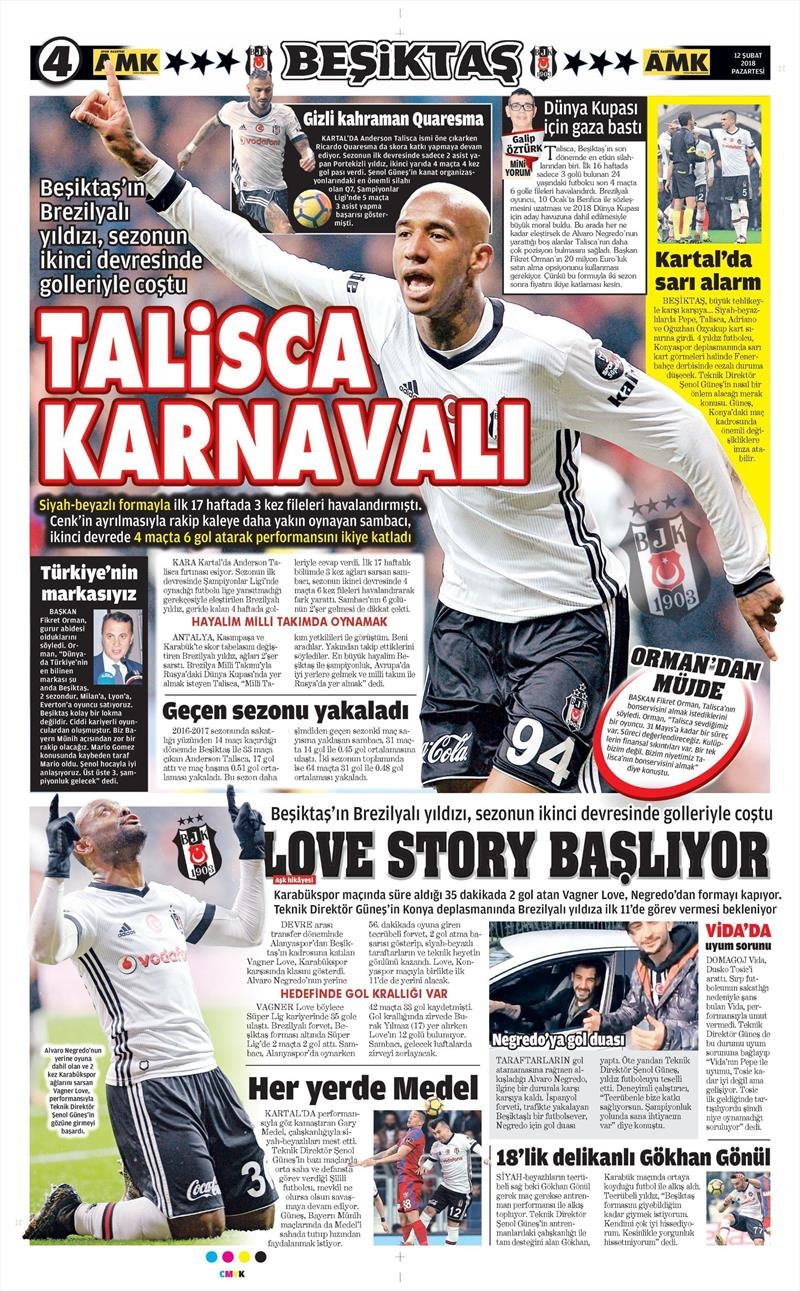 12 Şubat 2018 | Gazetelerin Beşiktaş Manşetleri - Görsel 2