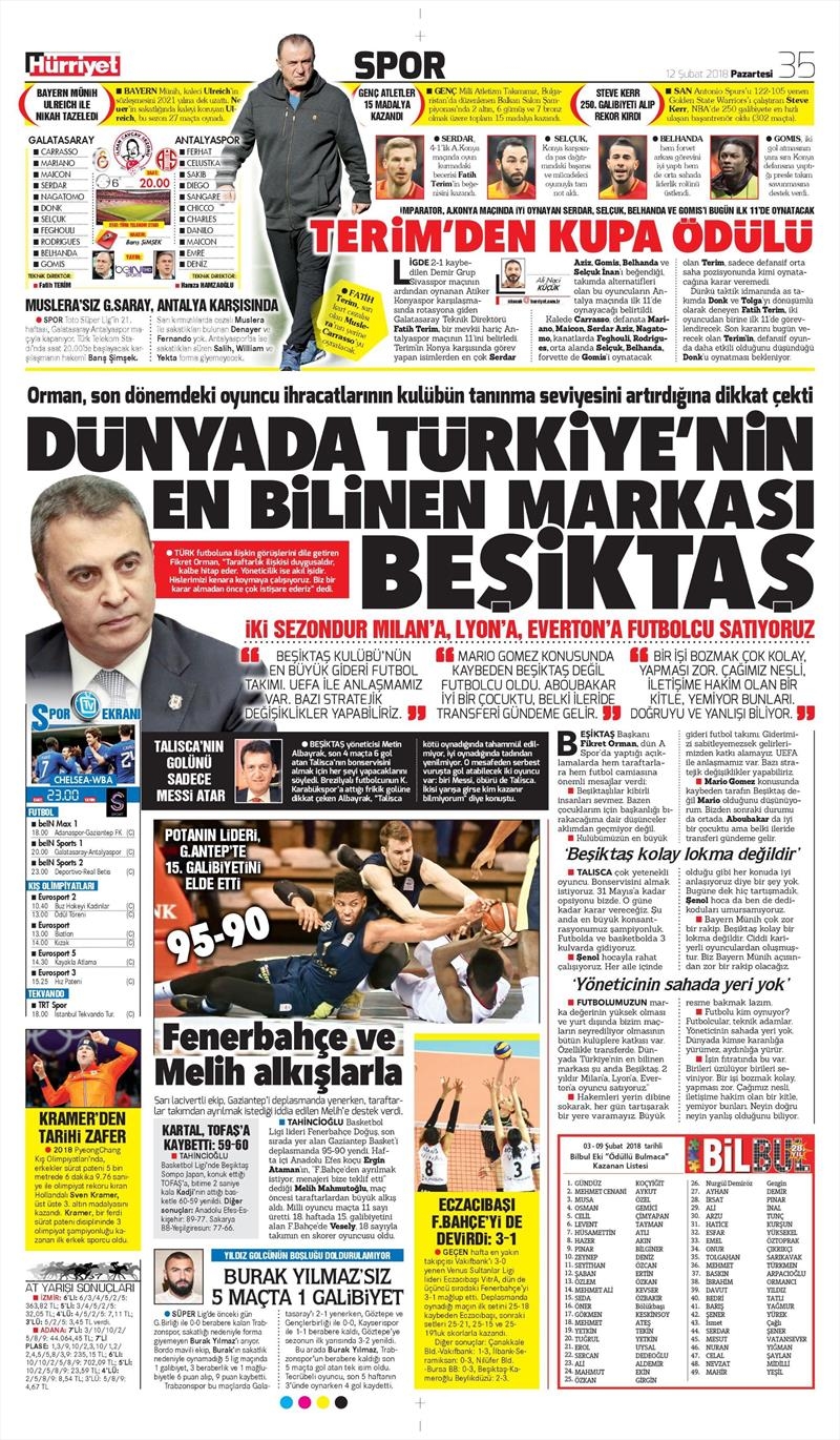 12 Şubat 2018 | Gazetelerin Beşiktaş Manşetleri - Görsel 3