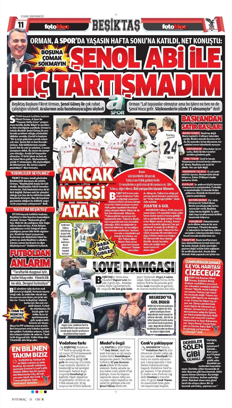 12 Şubat 2018 | Gazetelerin Beşiktaş Manşetleri - Görsel 4
