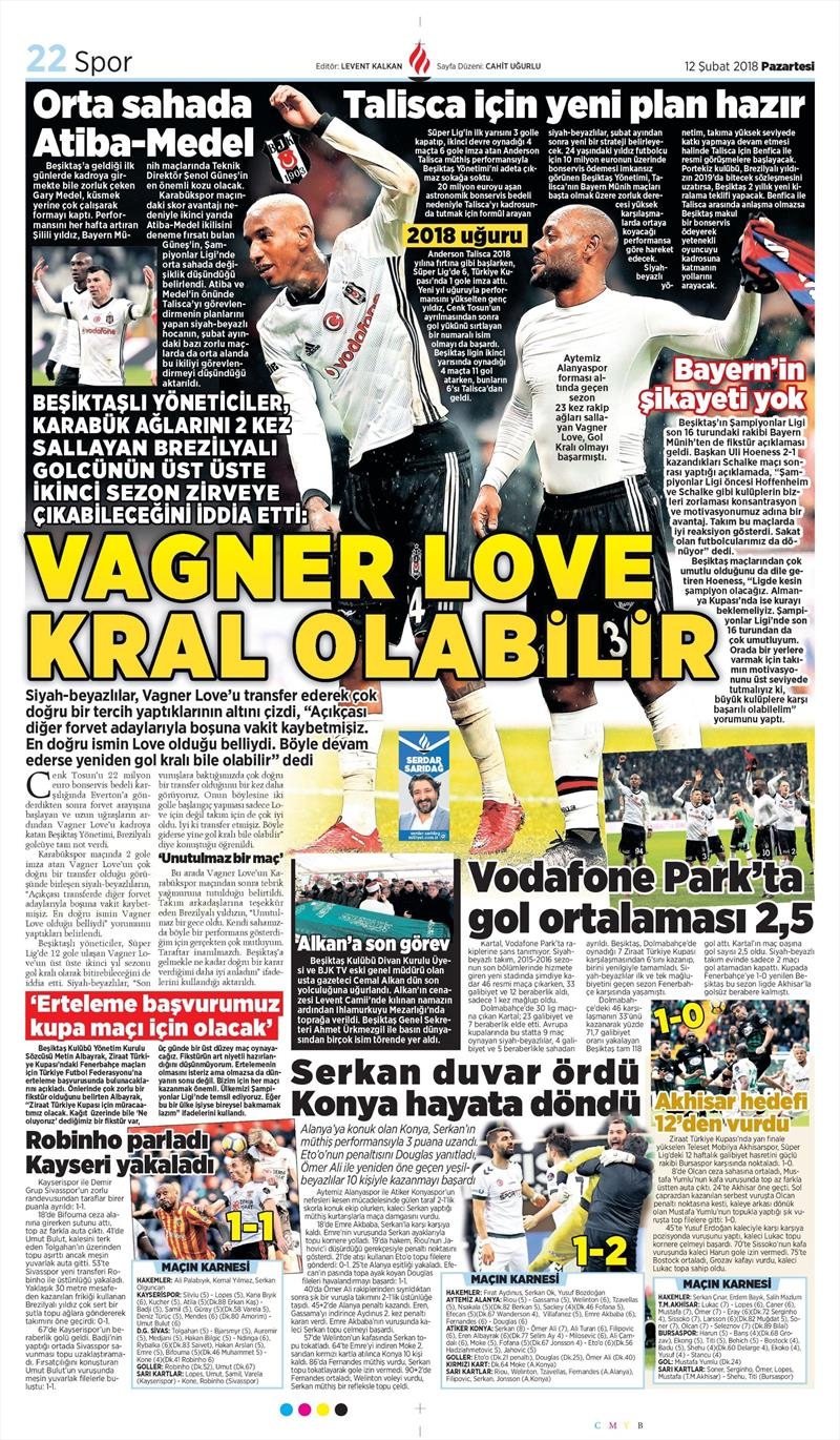 12 Şubat 2018 | Gazetelerin Beşiktaş Manşetleri - Görsel 6