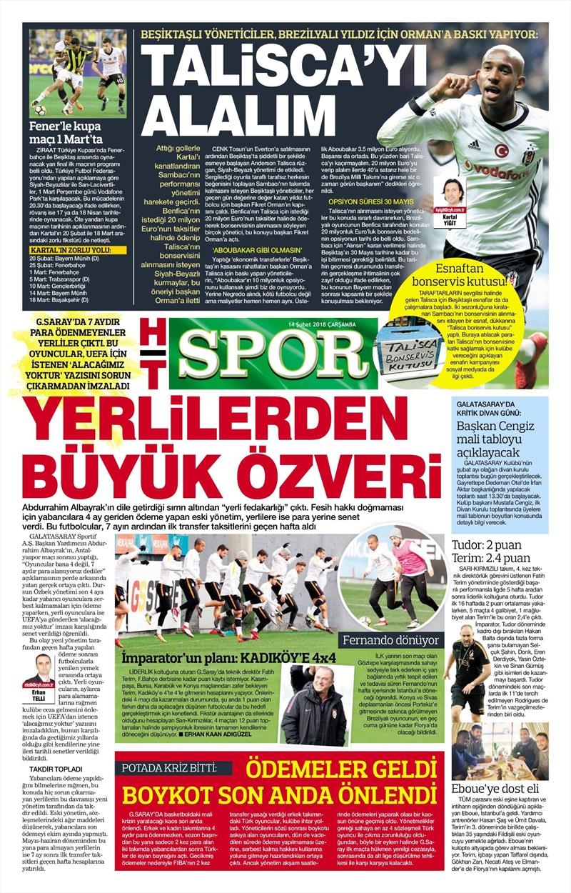 14 Şubat 2018 | Gazetelerin Beşiktaş Manşetleri - Görsel 4