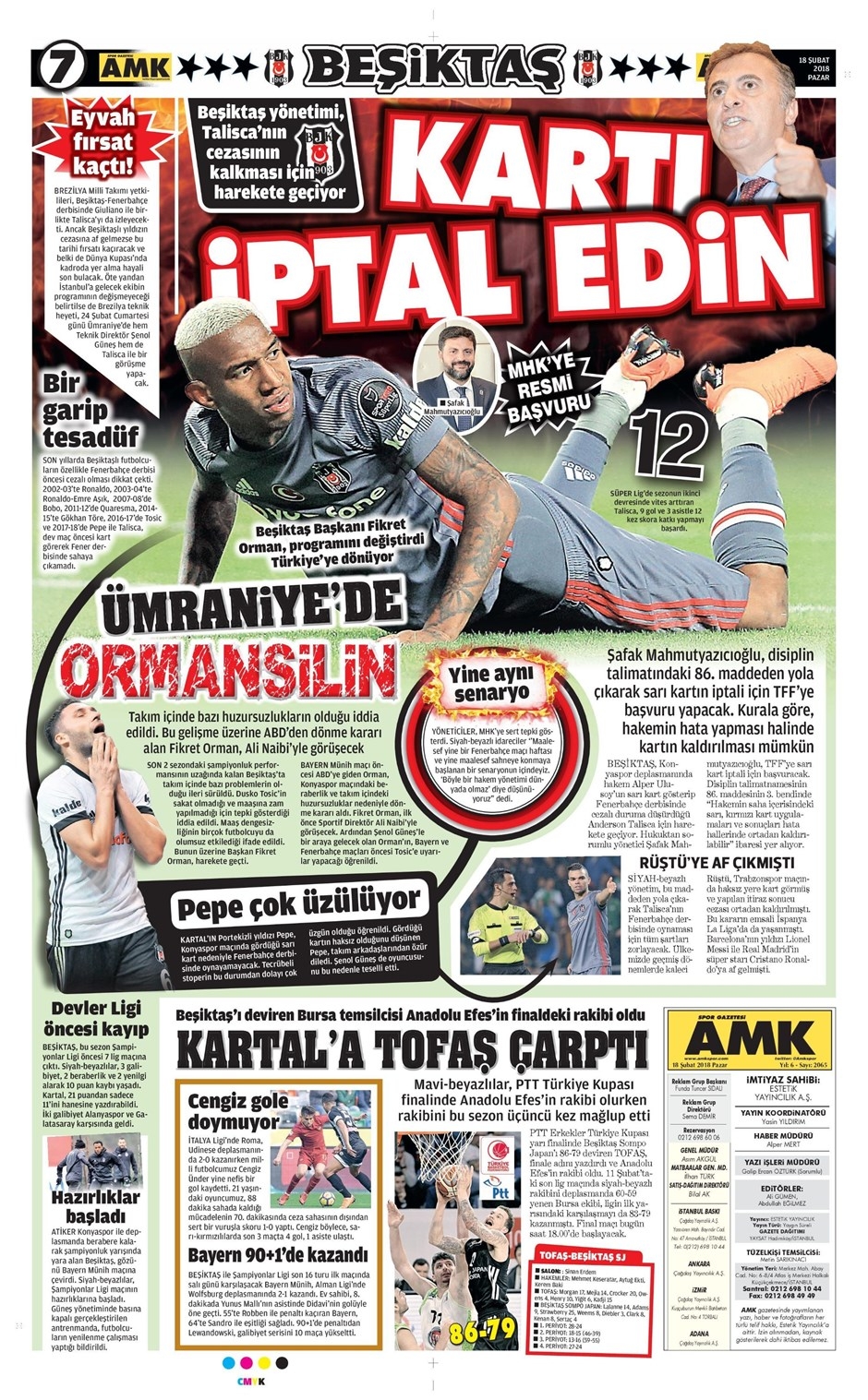 18 Şubat 2018 | Gazetelerin Beşiktaş Manşetleri - Görsel 1