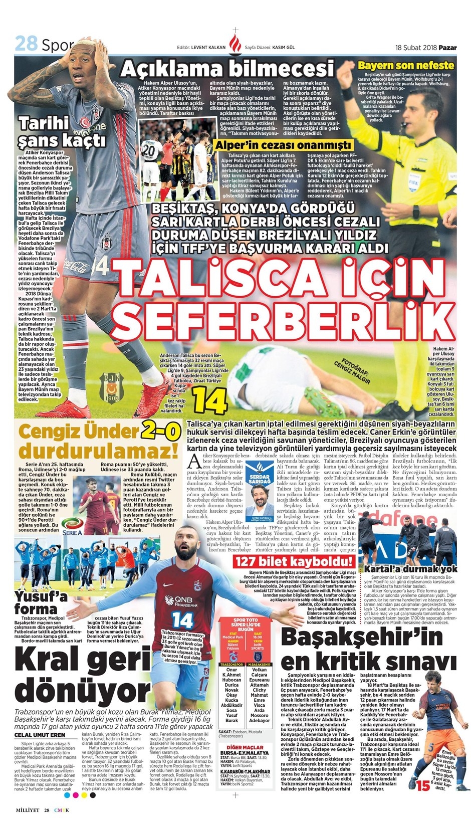 18 Şubat 2018 | Gazetelerin Beşiktaş Manşetleri - Görsel 6