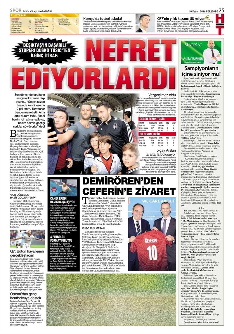 10 Kasım 2016 | Gazetelerin Beşiktaş sayfaları - Görsel 6