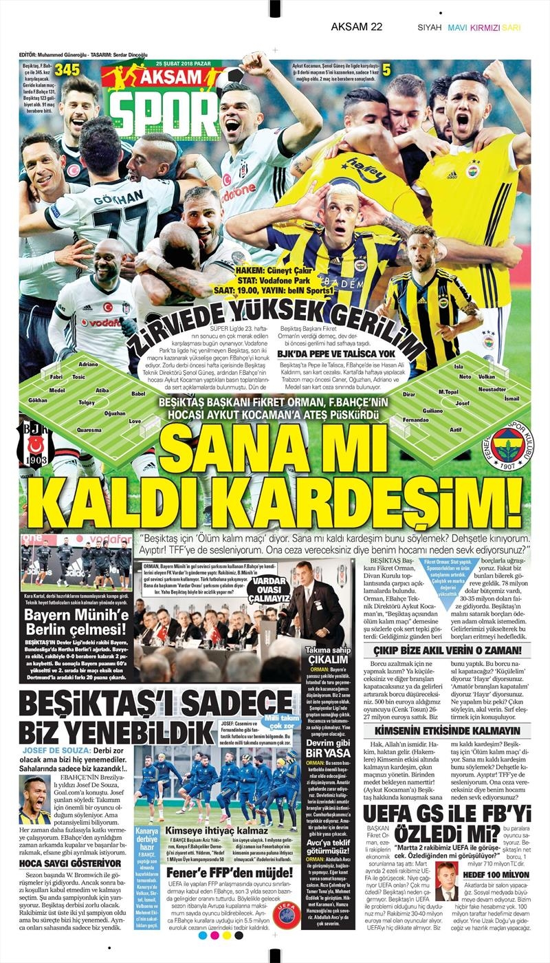 25 Şubat 2018 | Gazetelerin Beşiktaş Manşetleri - Görsel 12