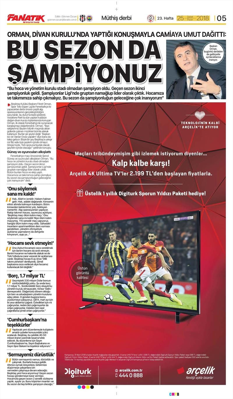 25 Şubat 2018 | Gazetelerin Beşiktaş Manşetleri - Görsel 2