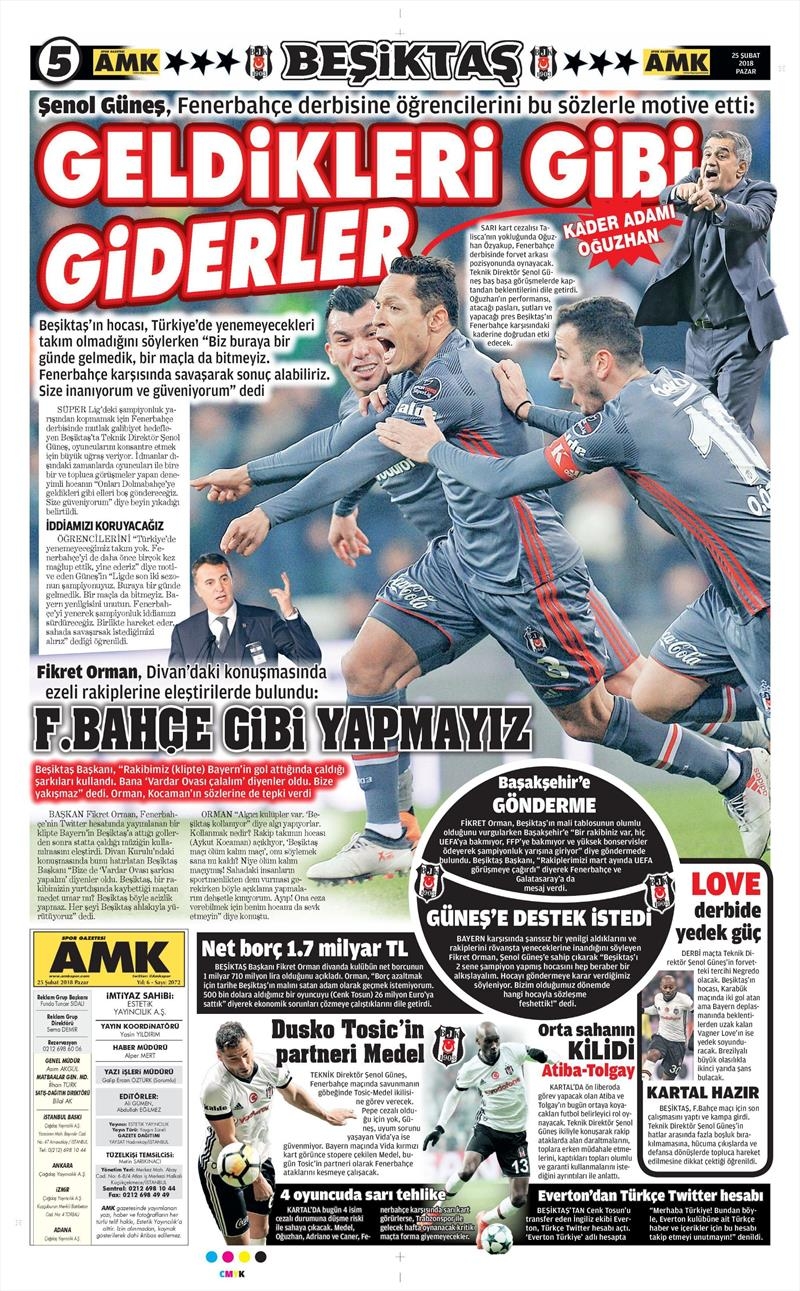 25 Şubat 2018 | Gazetelerin Beşiktaş Manşetleri - Görsel 3
