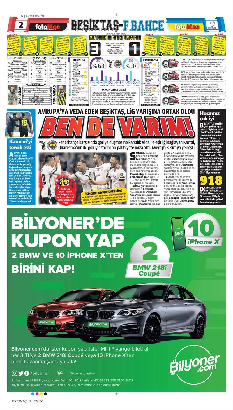26 Şubat 2018 | Gazetelerin Beşiktaş Manşetleri - Görsel 10