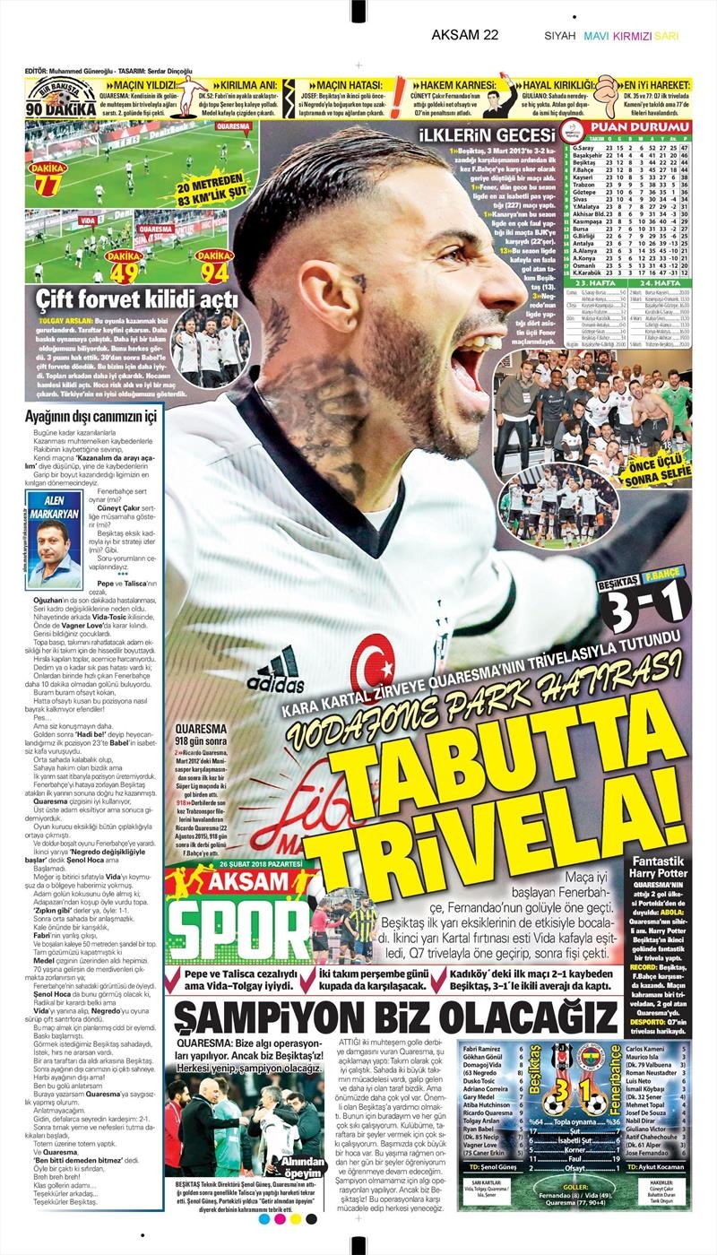 26 Şubat 2018 | Gazetelerin Beşiktaş Manşetleri - Görsel 17