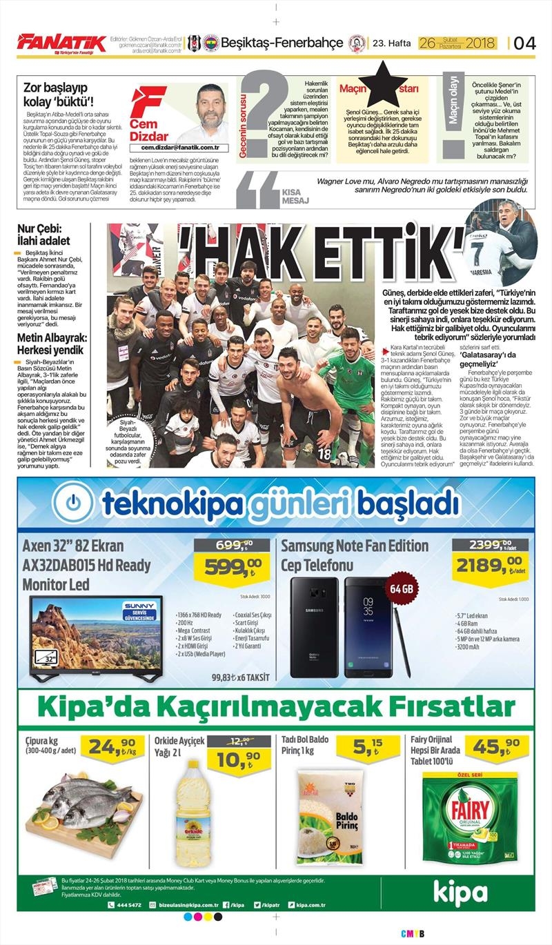 26 Şubat 2018 | Gazetelerin Beşiktaş Manşetleri - Görsel 4