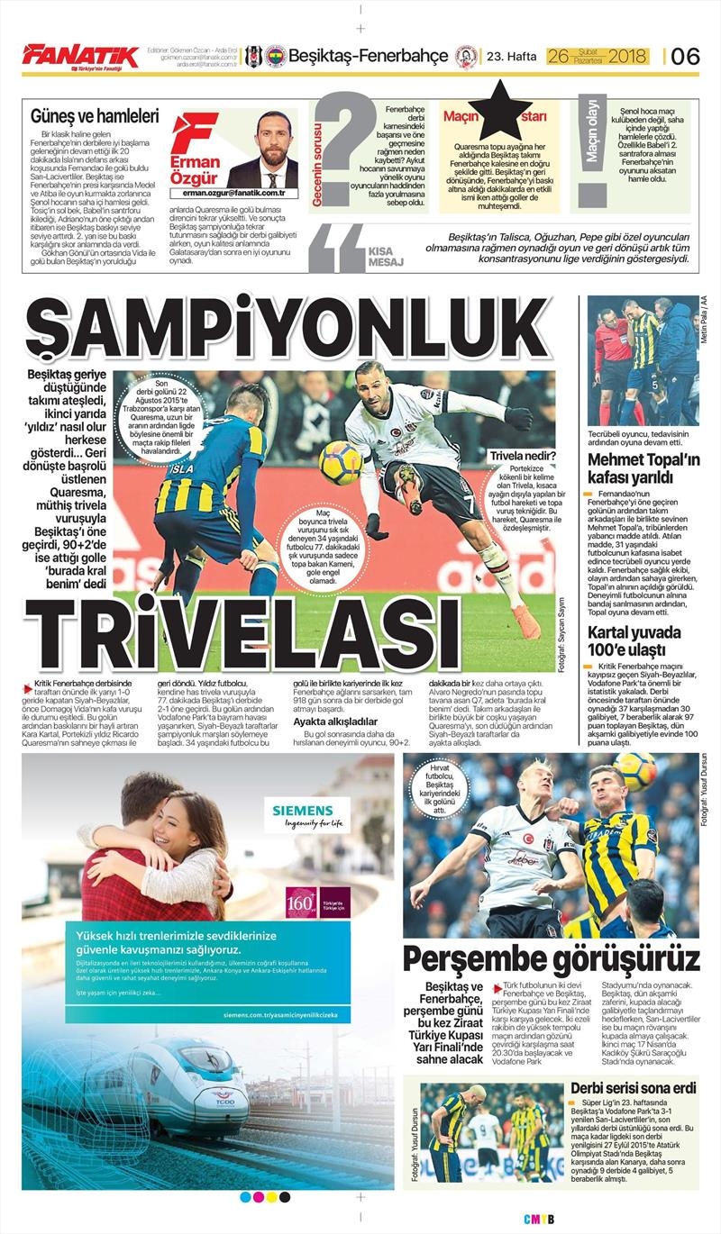 26 Şubat 2018 | Gazetelerin Beşiktaş Manşetleri - Görsel 5