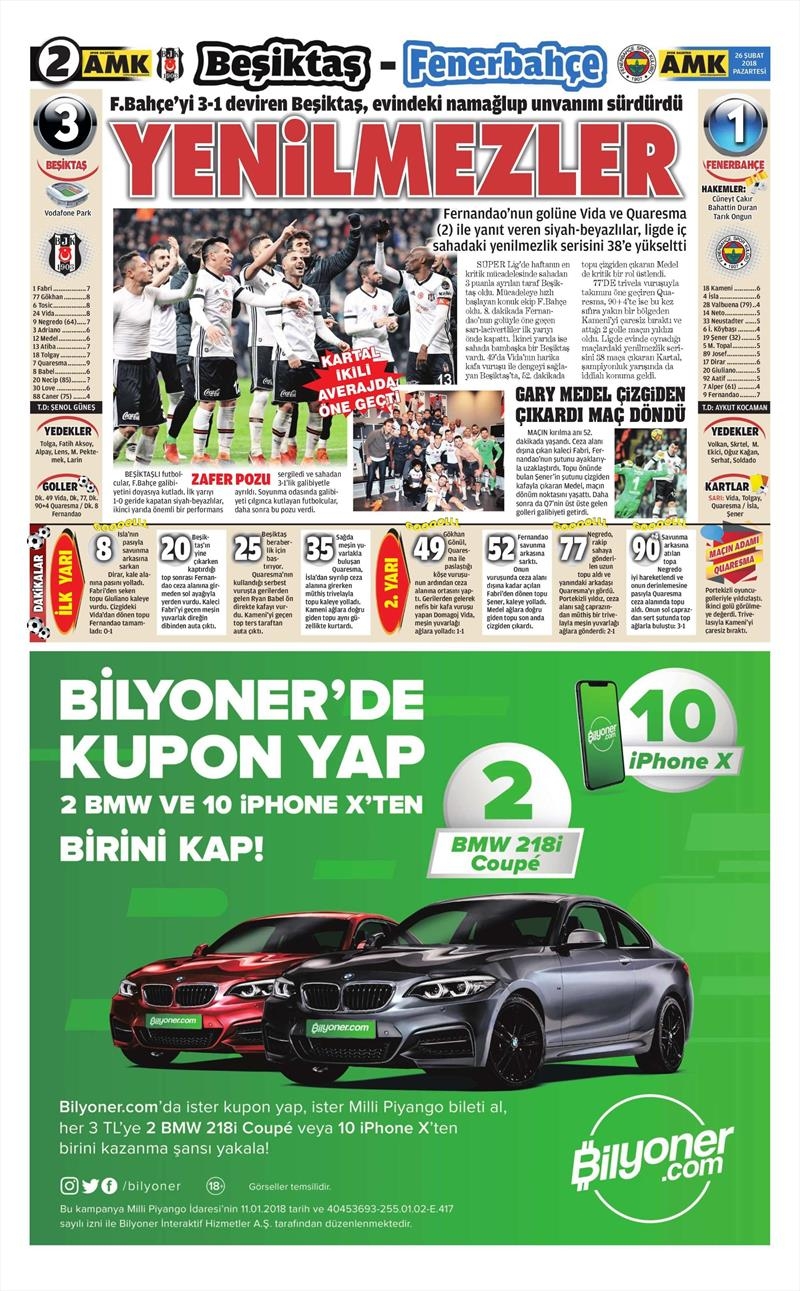 26 Şubat 2018 | Gazetelerin Beşiktaş Manşetleri - Görsel 7