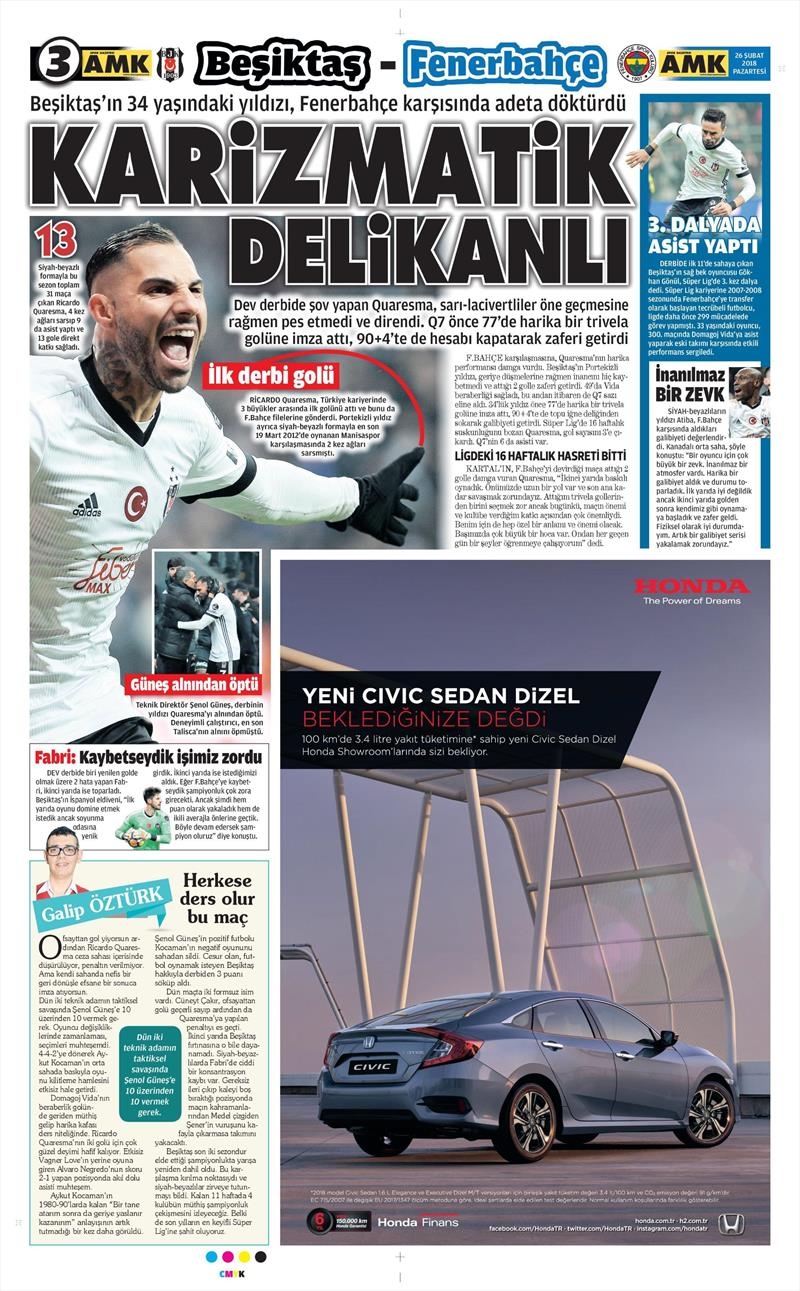 26 Şubat 2018 | Gazetelerin Beşiktaş Manşetleri - Görsel 8