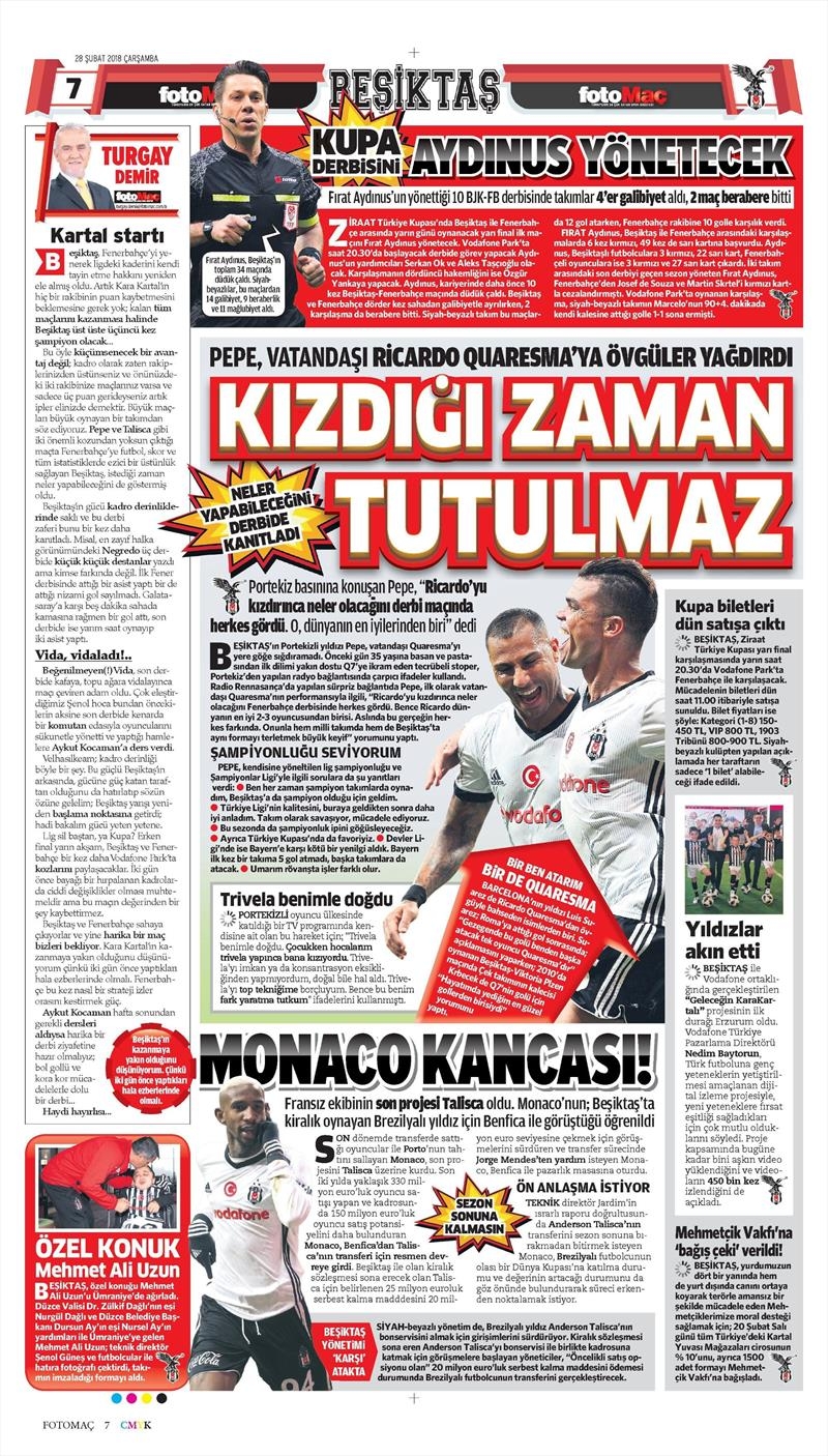 28 Şubat 2018 | Gazetelerin Beşiktaş Manşet - Görsel 4