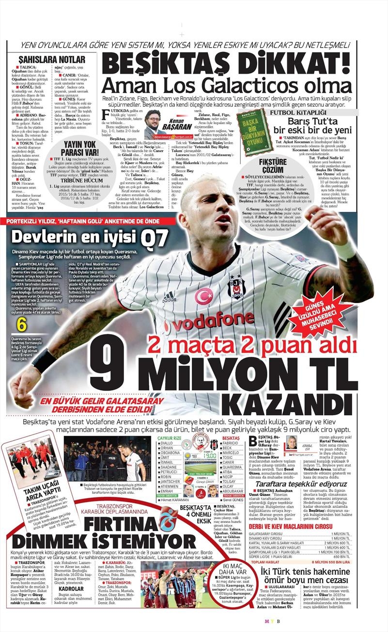 1 Ekim 2016 | Beşiktaş sayfaları - Görsel 4