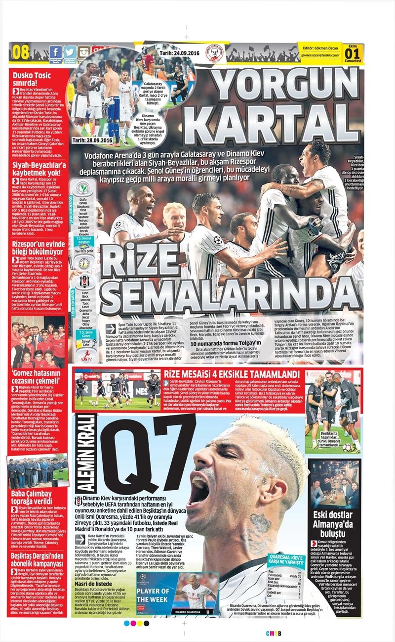 1 Ekim 2016 | Beşiktaş sayfaları - Görsel 9