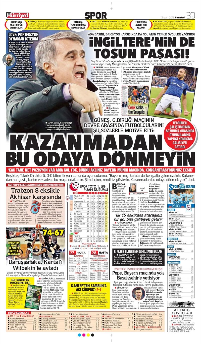 12 Mart 2018 | Gazetelerin Beşiktaş Manşetleri - Görsel 5