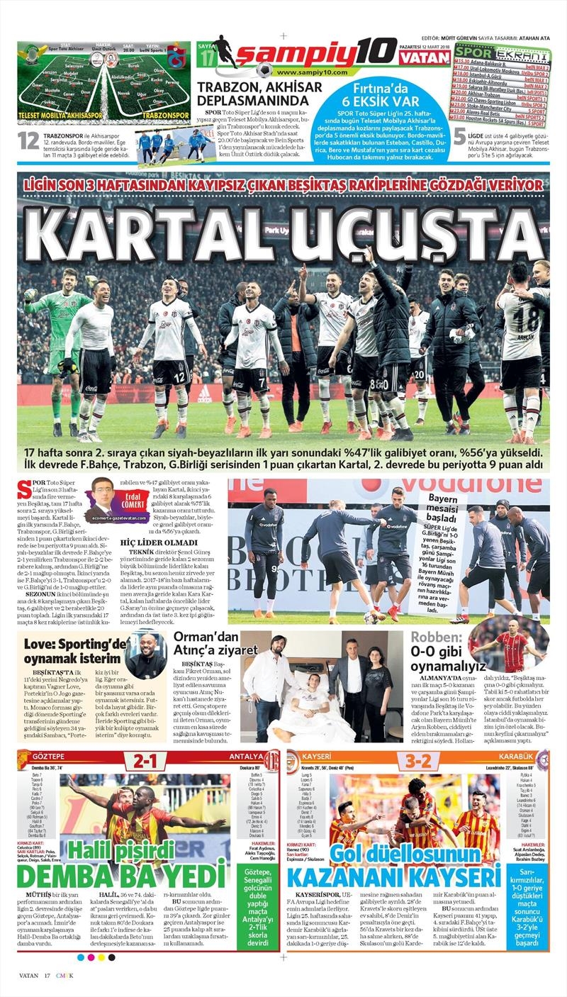 12 Mart 2018 | Gazetelerin Beşiktaş Manşetleri - Görsel 6
