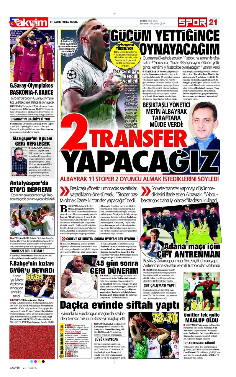 11 Kasım 2016 | Gazetelerin Beşiktaş sayfaları - Görsel 3