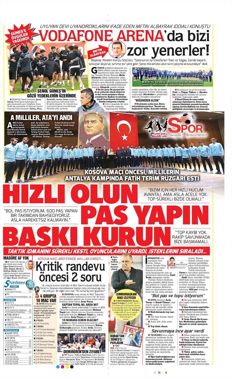 11 Kasım 2016 | Gazetelerin Beşiktaş sayfaları - Görsel 8