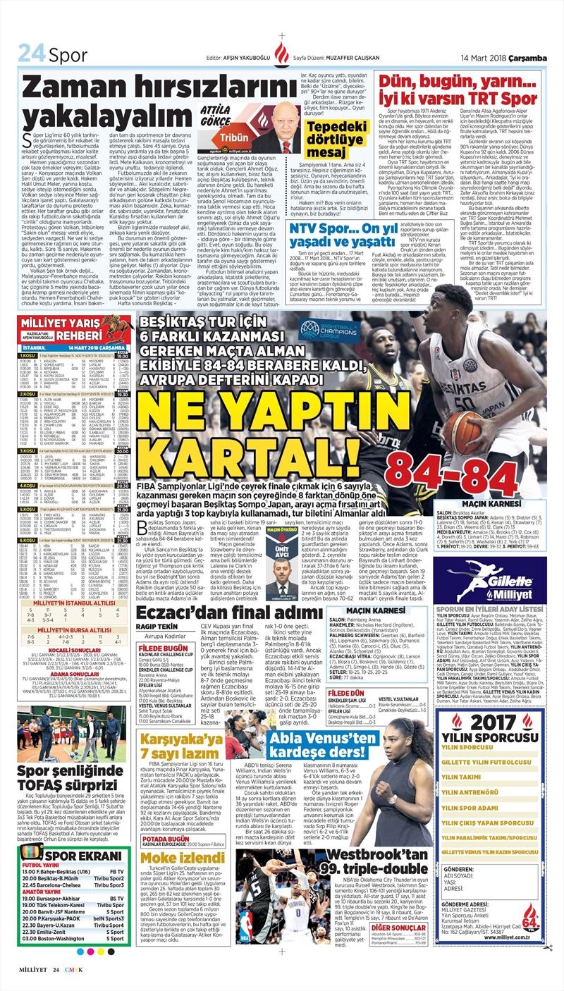 14 Mart 2018 | Gazetelerin Beşiktaş Manşetleri - Görsel 9
