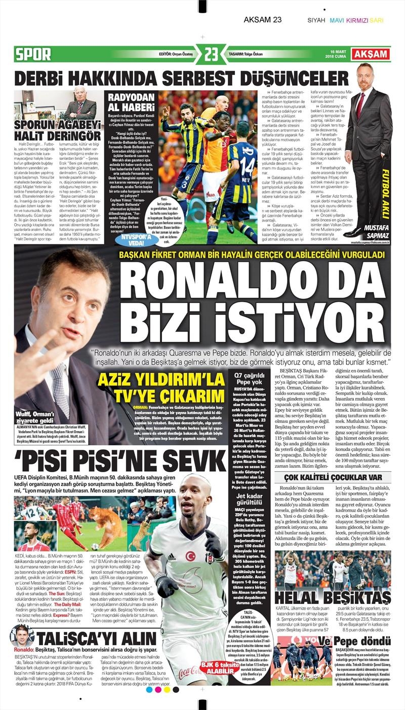 16 Mart 2018 | Gazetelerin Beşiktaş Manşetleri - Görsel 10