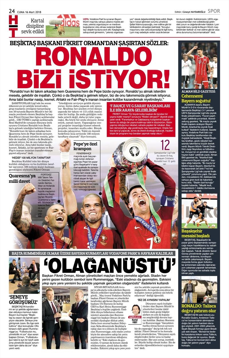 16 Mart 2018 | Gazetelerin Beşiktaş Manşetleri - Görsel 7