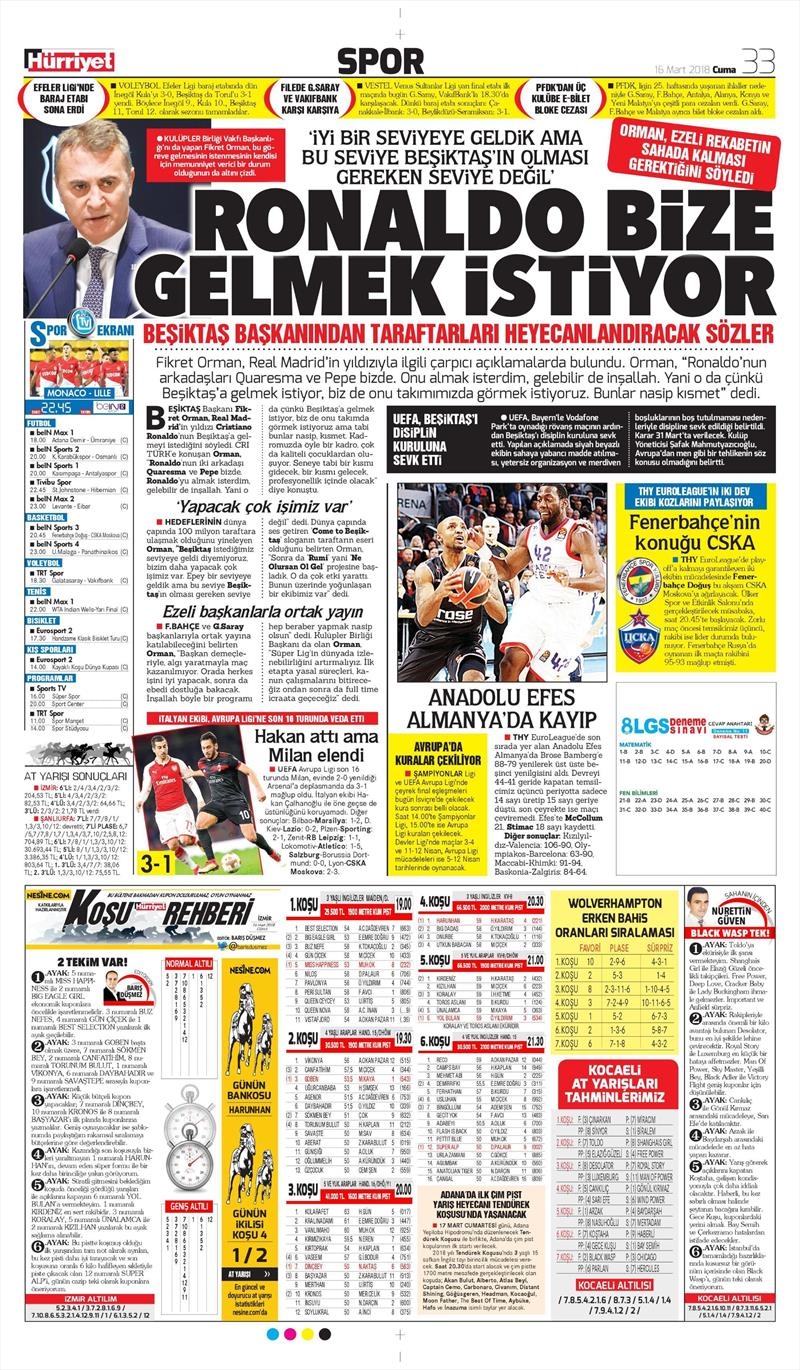 16 Mart 2018 | Gazetelerin Beşiktaş Manşetleri - Görsel 9