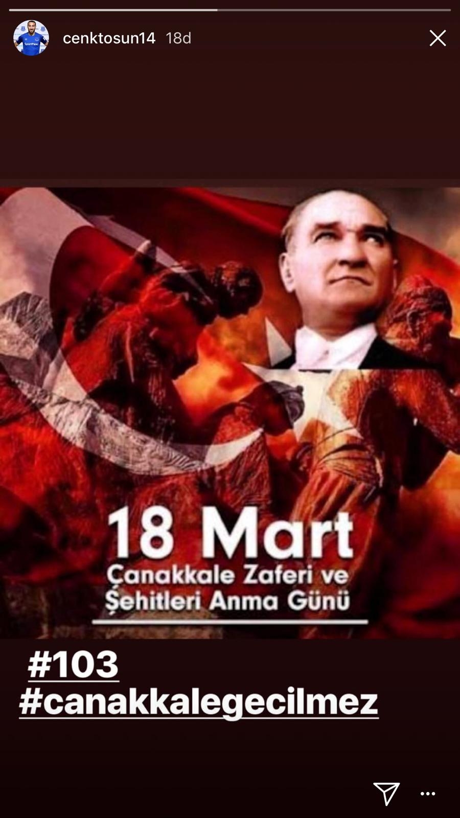 Beşiktaşlı oyunculardan 18 Mart Çanakkale Zaferi paylaşımları! - Görsel 1