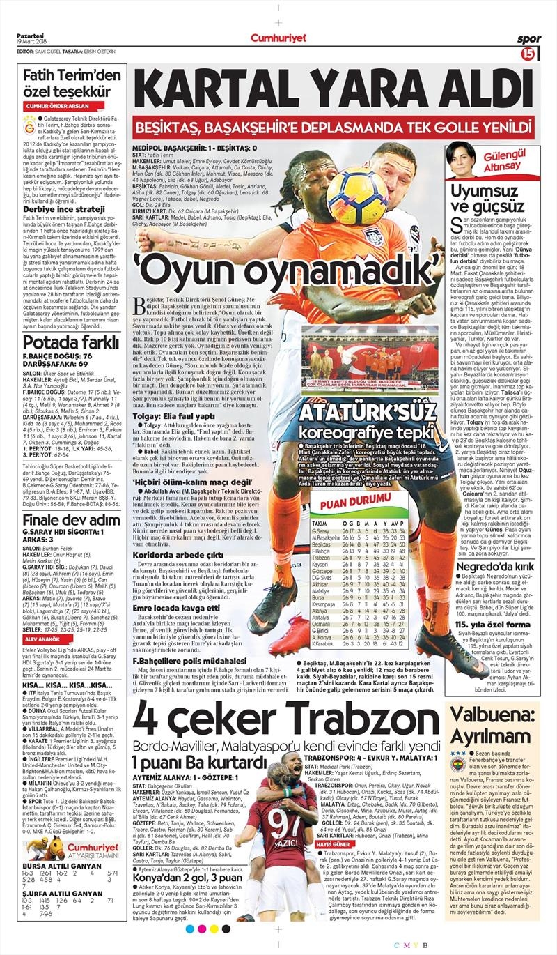 19 Mart 2018 | Gazetelerin Beşiktaş Manşetleri - Görsel 14