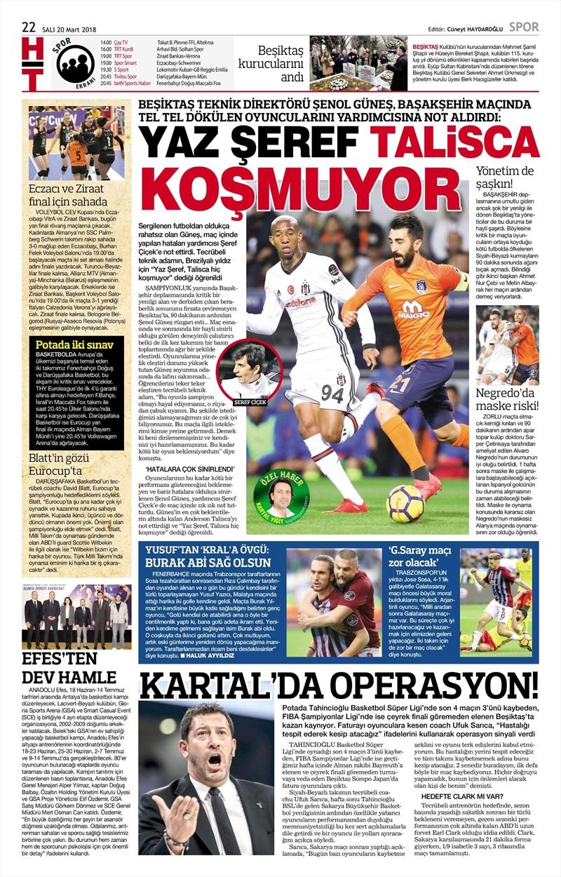 20 Mart 2018 | Gazetelerin Beşiktaş Manşetleri - Görsel 6