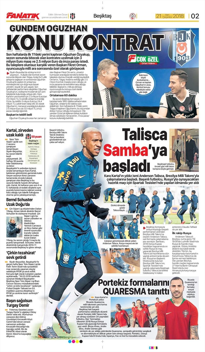 21 Mart 2018 | Gazetelerin Beşiktaş Manşetleri - Görsel 3