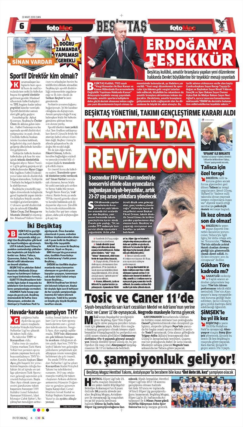 30 Mart 2018 | Gazetelerin Beşiktaş Manşetleri - Görsel 4
