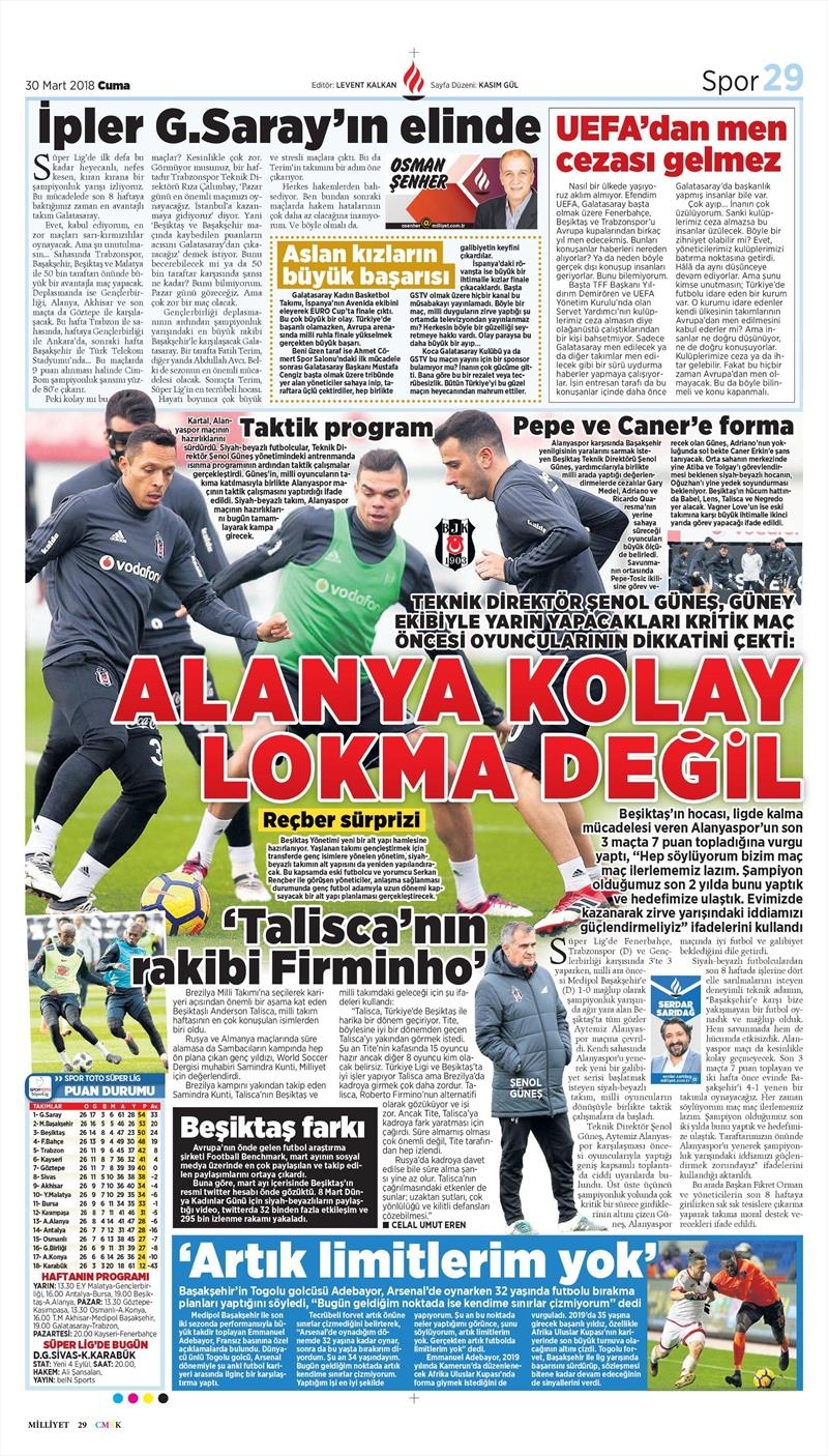 30 Mart 2018 | Gazetelerin Beşiktaş Manşetleri - Görsel 5