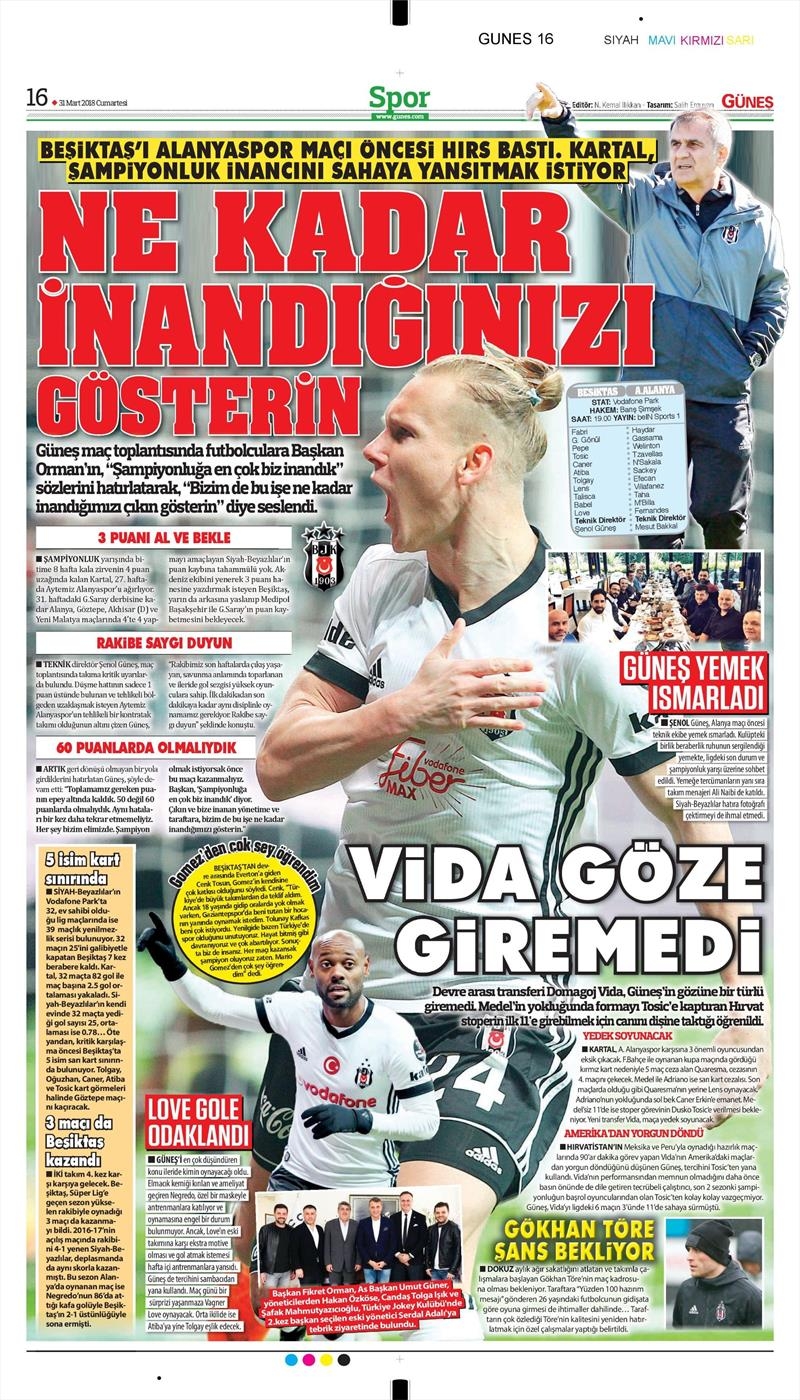 31 Mart 2018 | Gazetelerin Beşiktaş Manşetleri - Görsel 5