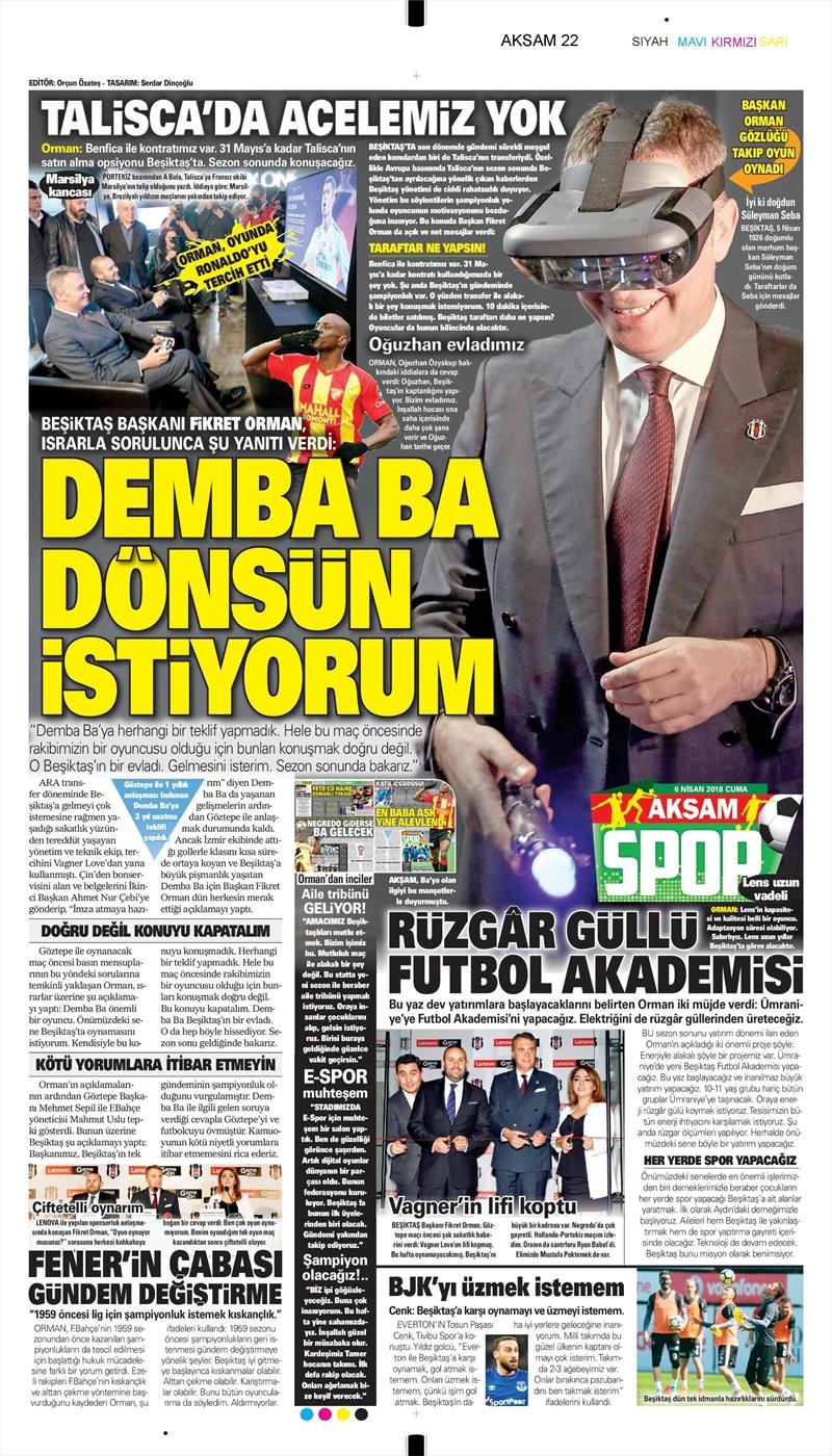 6 Nisan 2018 | Gazetelerin Beşiktaş Manşetleri - Görsel 2