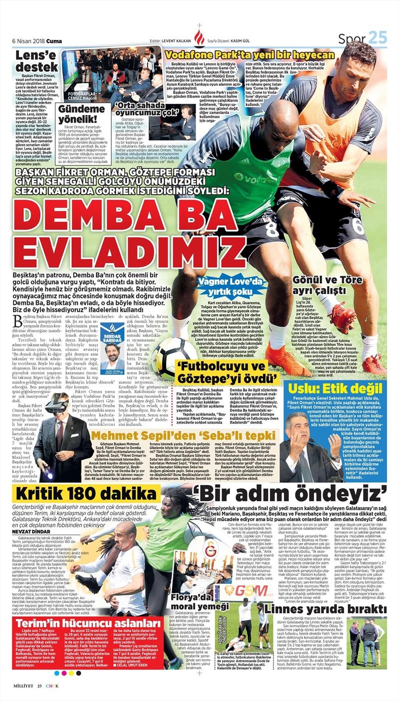 6 Nisan 2018 | Gazetelerin Beşiktaş Manşetleri - Görsel 6