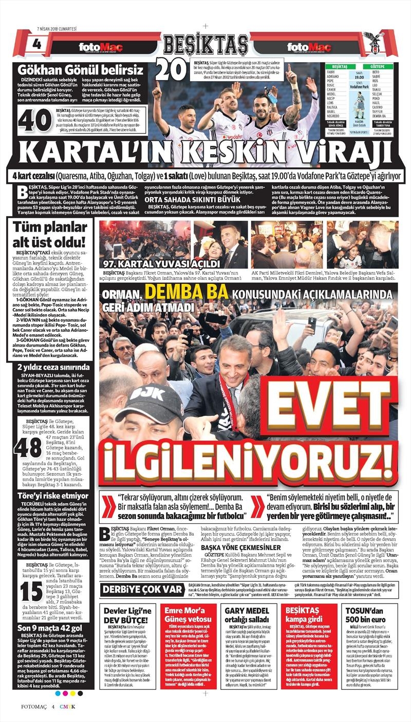7 Nisan 2018 | Gazetelerin Beşiktaş Manşetleri - Görsel 10