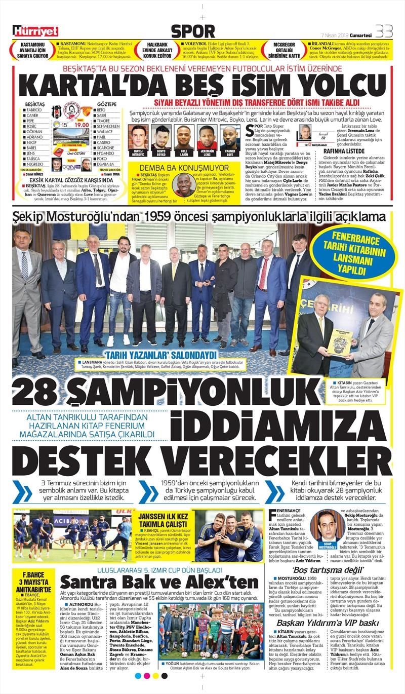 7 Nisan 2018 | Gazetelerin Beşiktaş Manşetleri - Görsel 6