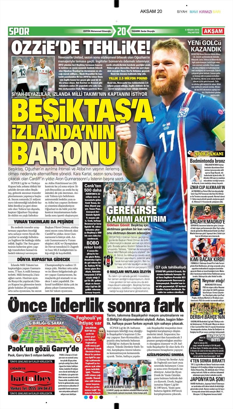 9 Nisan 2018 | Gazetelerin Beşiktaş Manşetleri - Görsel 2