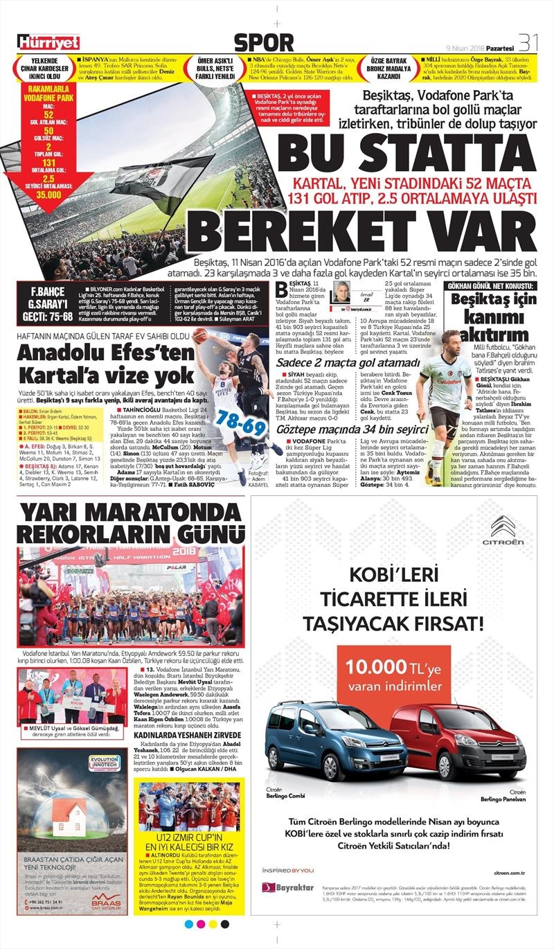 9 Nisan 2018 | Gazetelerin Beşiktaş Manşetleri - Görsel 5