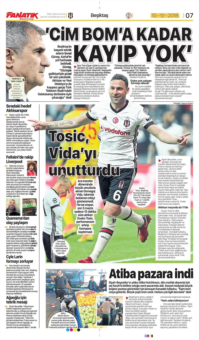 10 Nisan 2018 | Gazetelerin Beşiktaş Manşetleri - Görsel 1