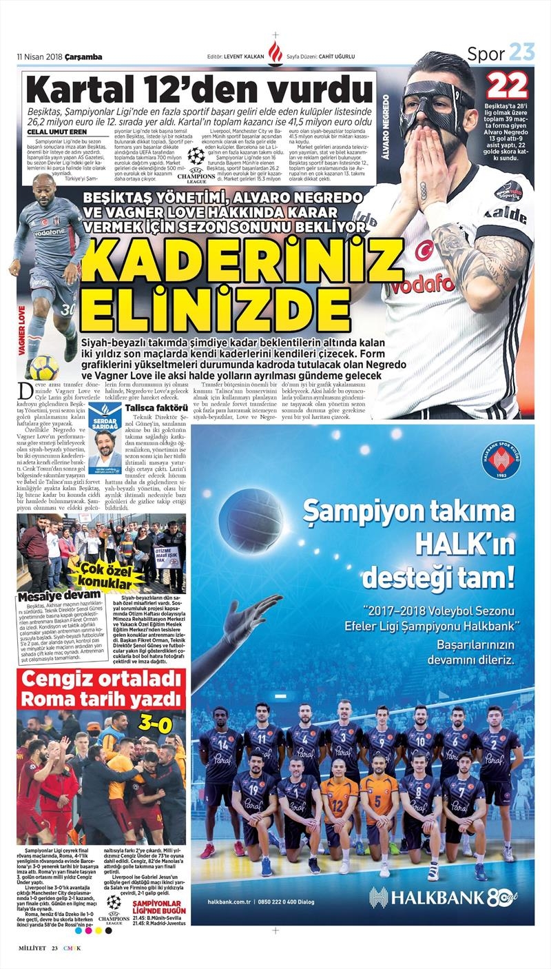 11 Nisan 2018 | Gazetelerin Beşiktaş Manşetleri - Görsel 5