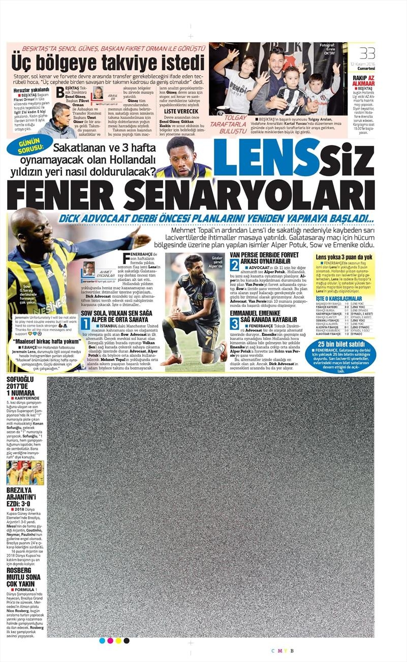 12 Kasım 2016 | Gazetelerin Beşiktaş sayfaları - Görsel 4