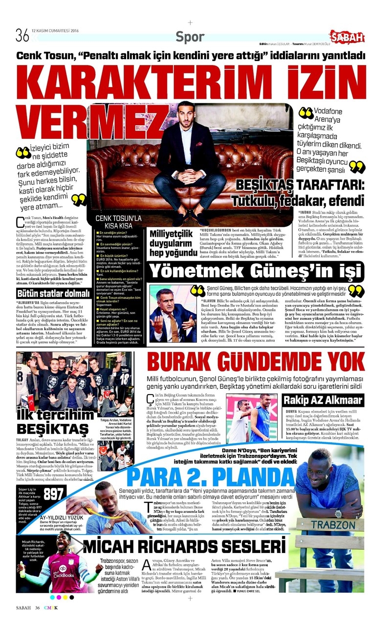 12 Kasım 2016 | Gazetelerin Beşiktaş sayfaları - Görsel 6
