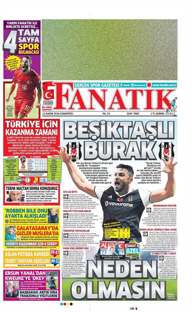 12 Kasım 2016 | Gazetelerin Beşiktaş sayfaları - Görsel 9